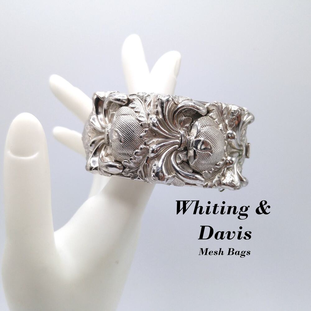 Whiting & Davis Floral Wide Hinged Bracelet